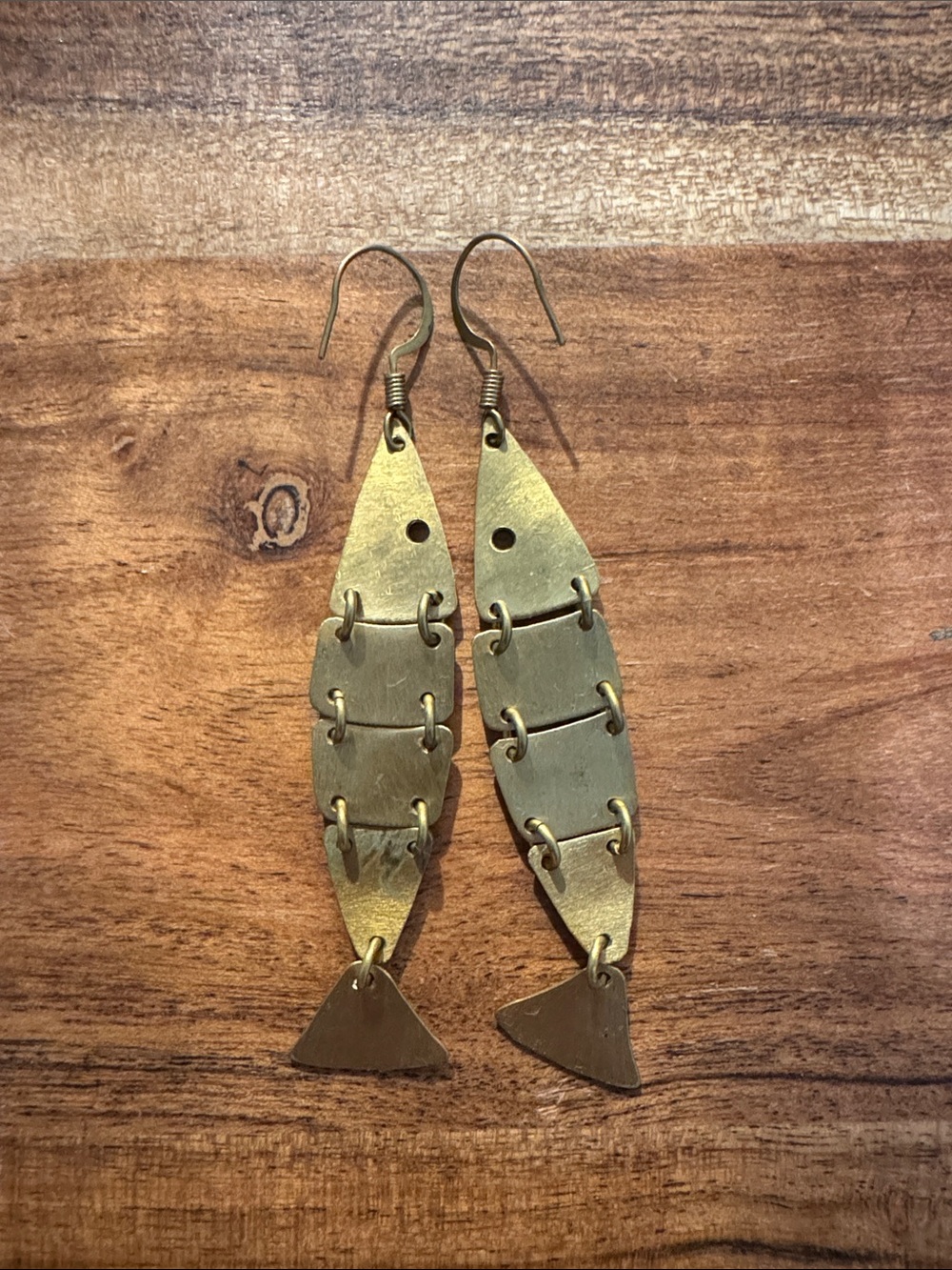 Brass Fish Dangle Earrings - Gold Tone
